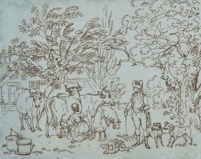 Landscape with a Milk Maid and a Beau by Paul Sandby